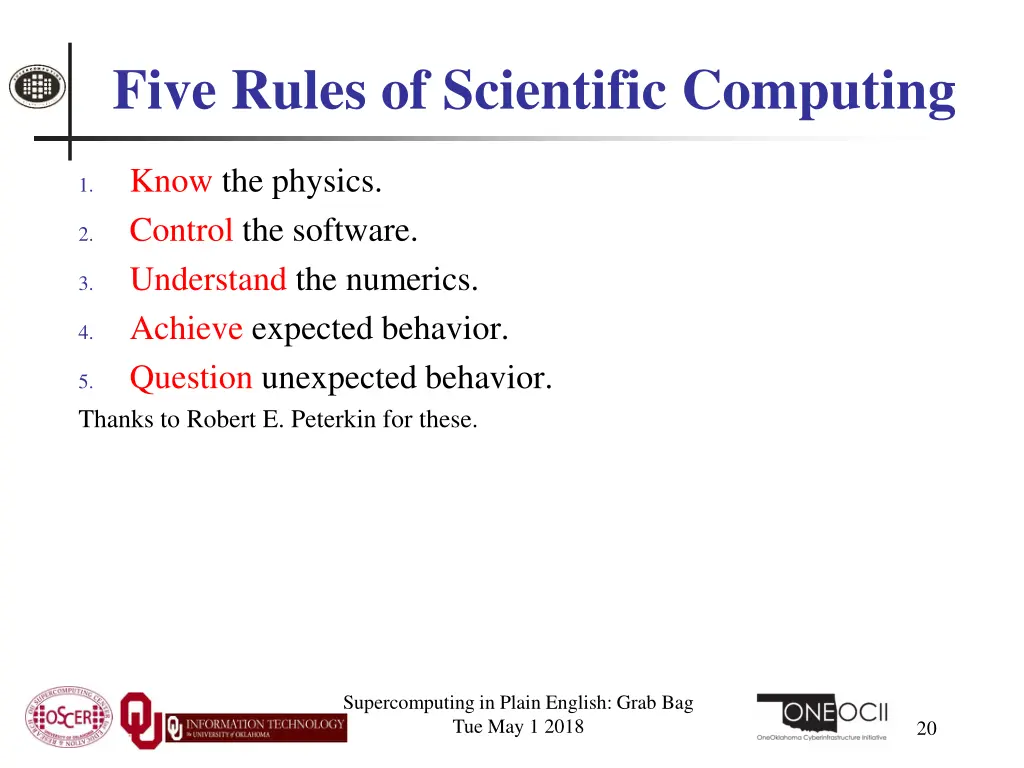 five rules of scientific computing