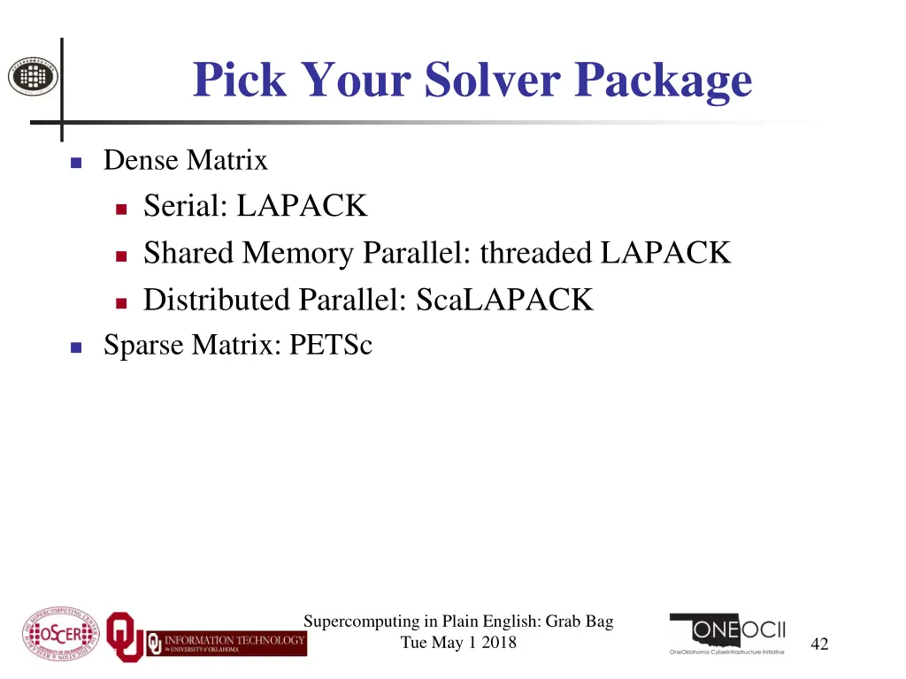 pick your solver package