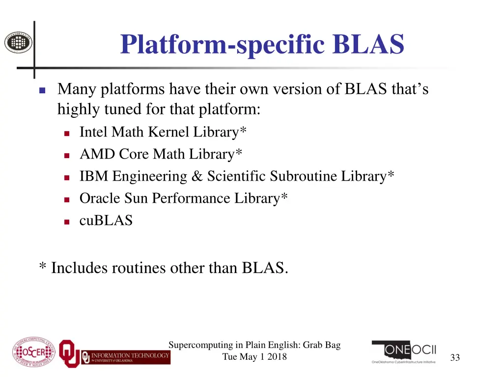 platform specific blas