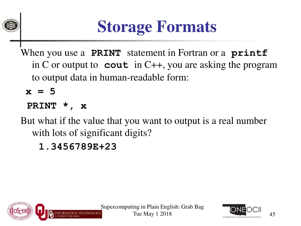 storage formats