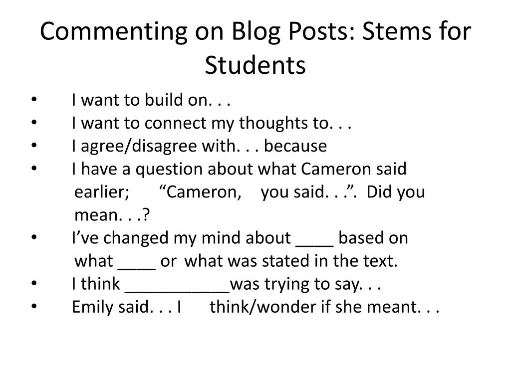 commenting on blog posts stems for students