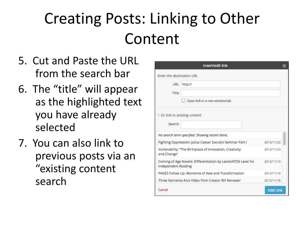 creating posts linking to other content