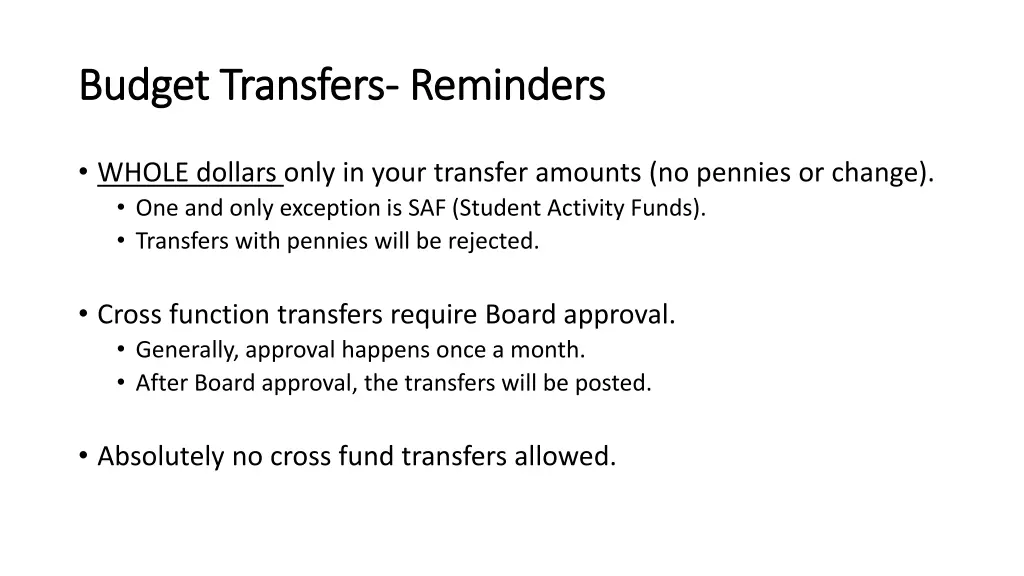 budget transfers budget transfers reminders