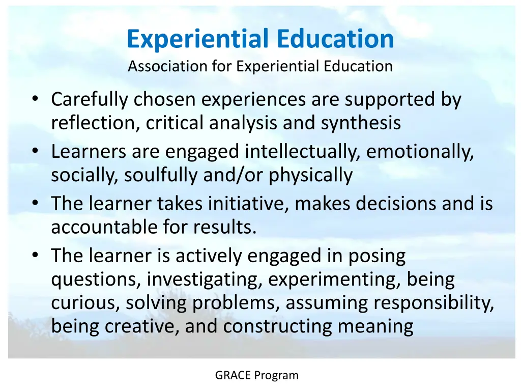 experiential education association