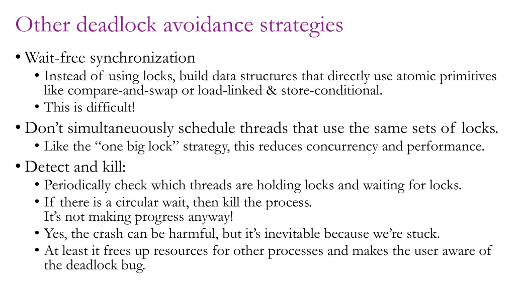 other deadlock avoidance strategies
