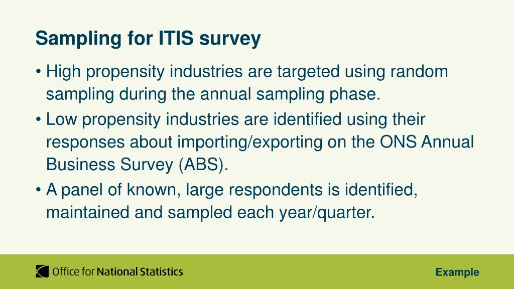 sampling for itis survey