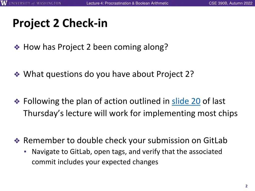 lecture 4 procrastination boolean arithmetic 1