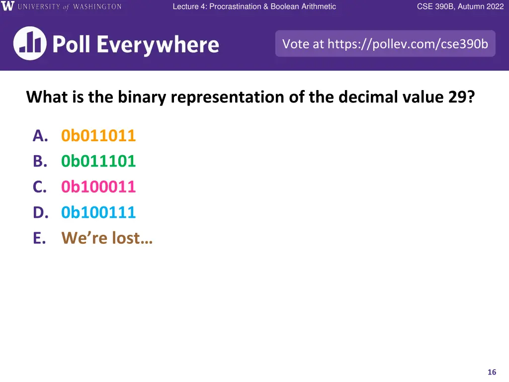 lecture 4 procrastination boolean arithmetic 15