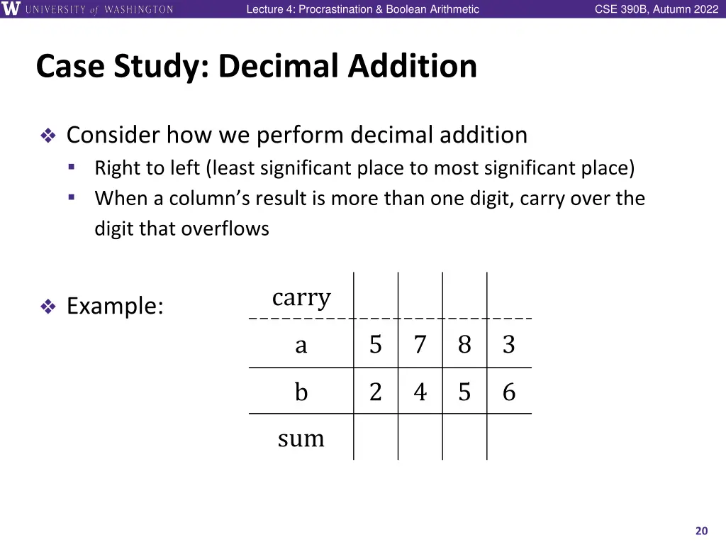 lecture 4 procrastination boolean arithmetic 19