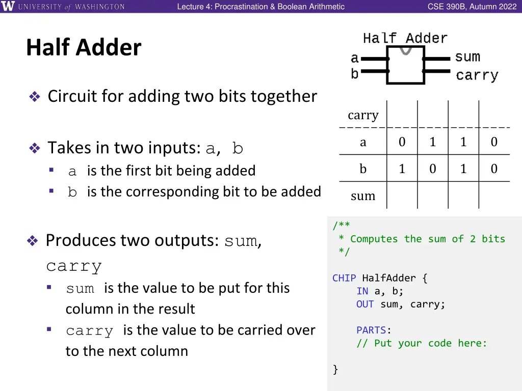 lecture 4 procrastination boolean arithmetic 25