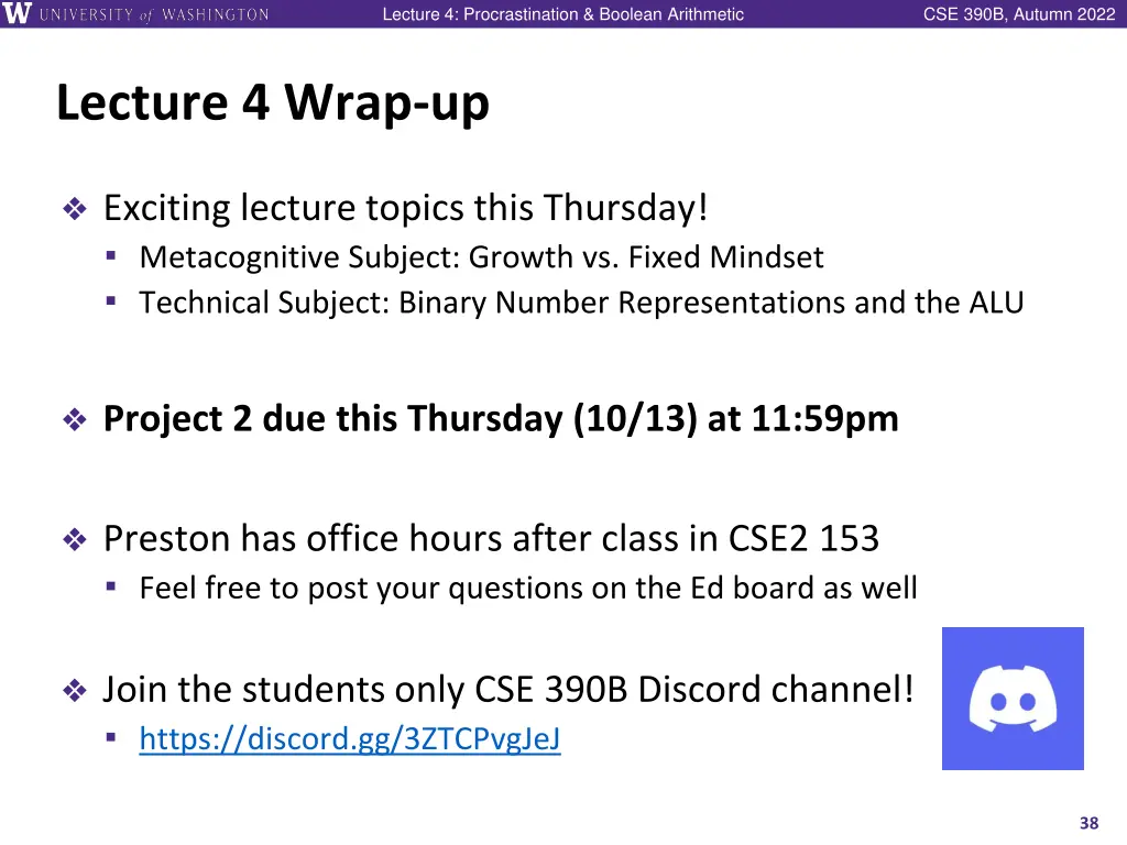 lecture 4 procrastination boolean arithmetic 36