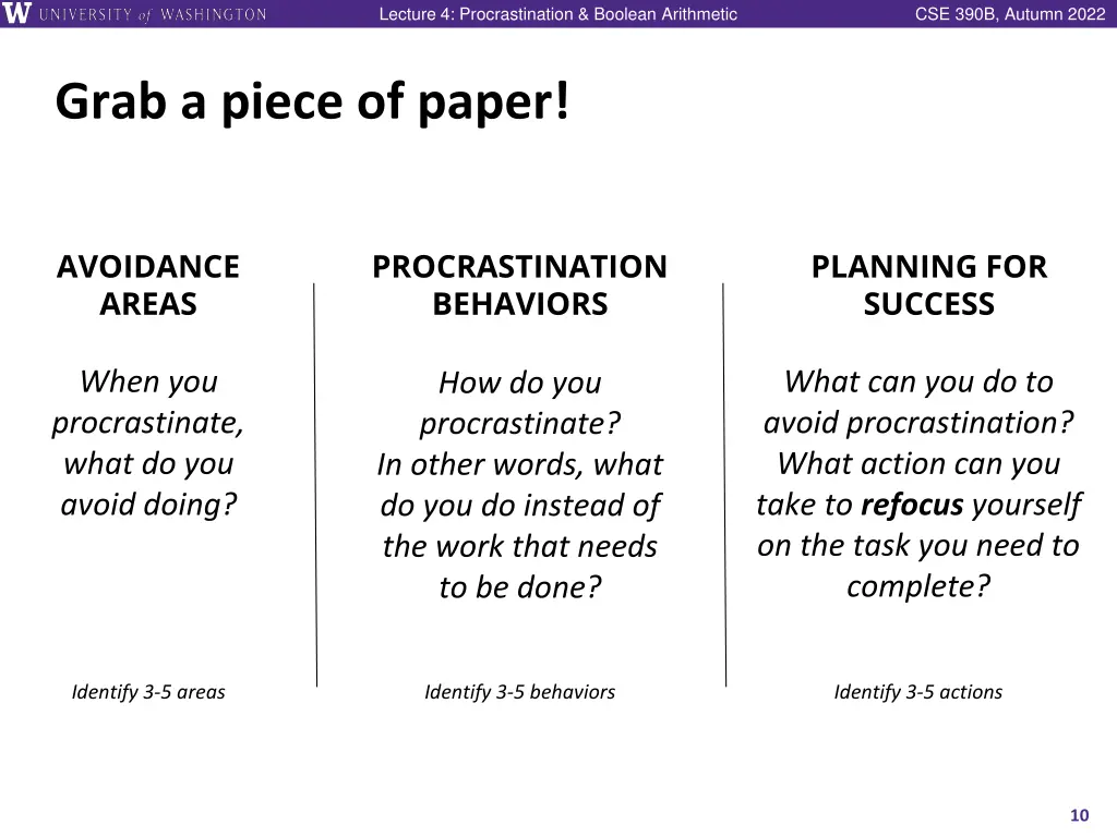 lecture 4 procrastination boolean arithmetic 9