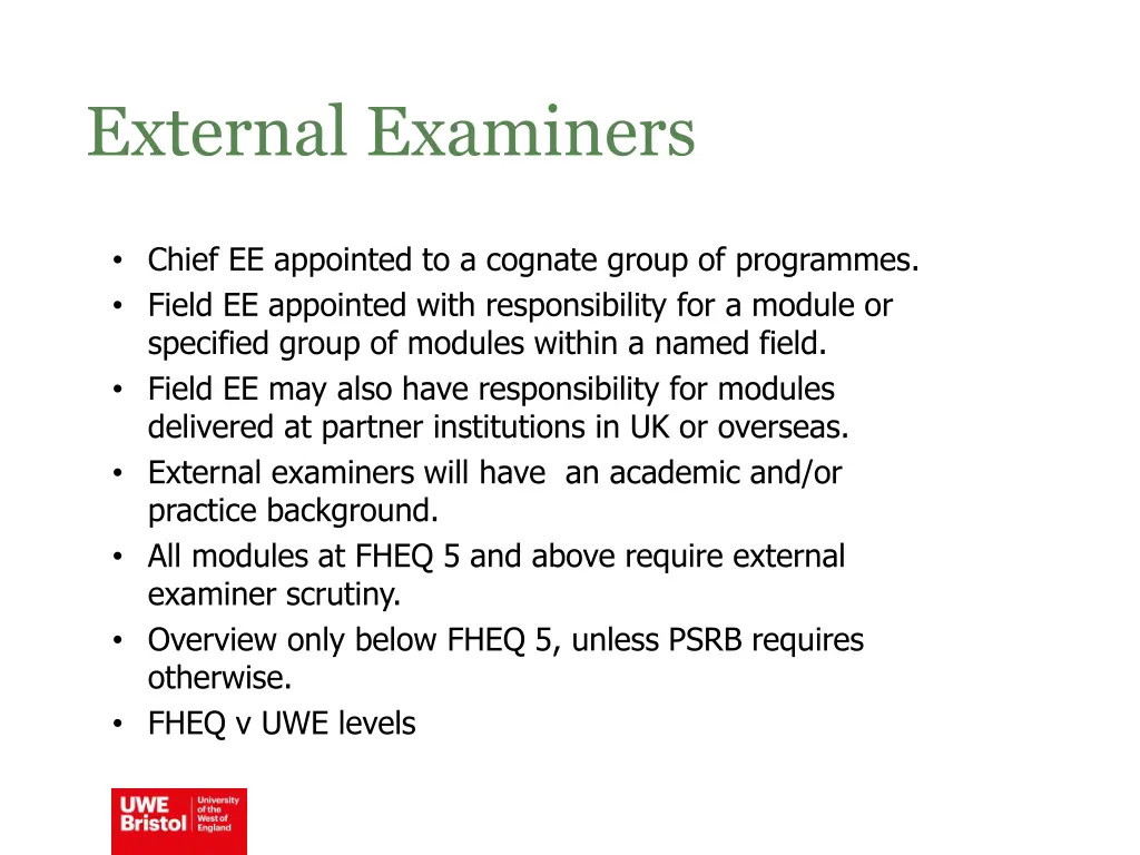 external examiners