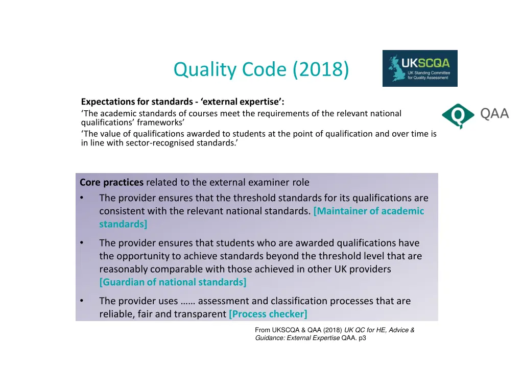 quality code 2018