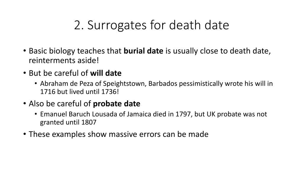 2 surrogates for death date