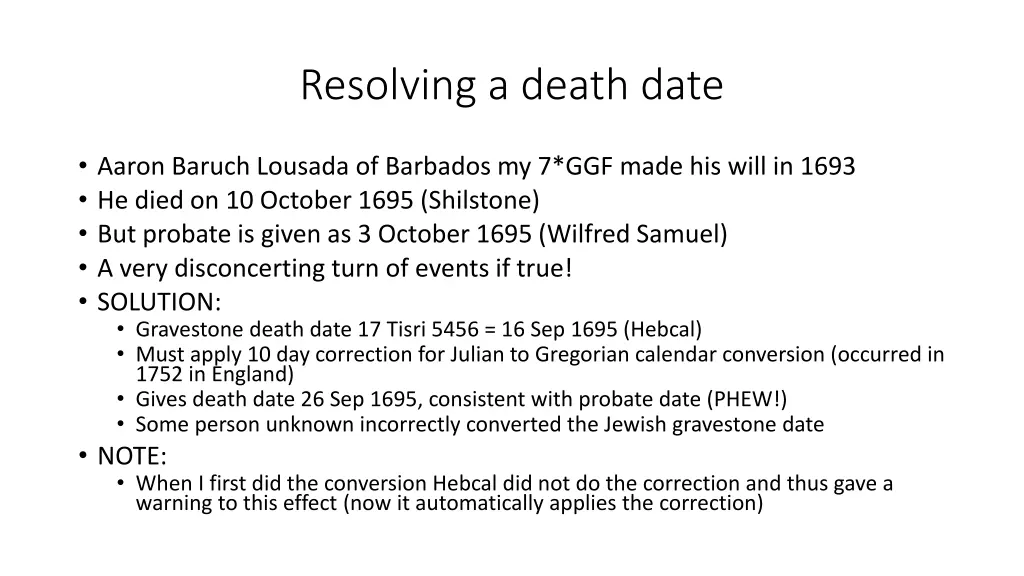 resolving a death date