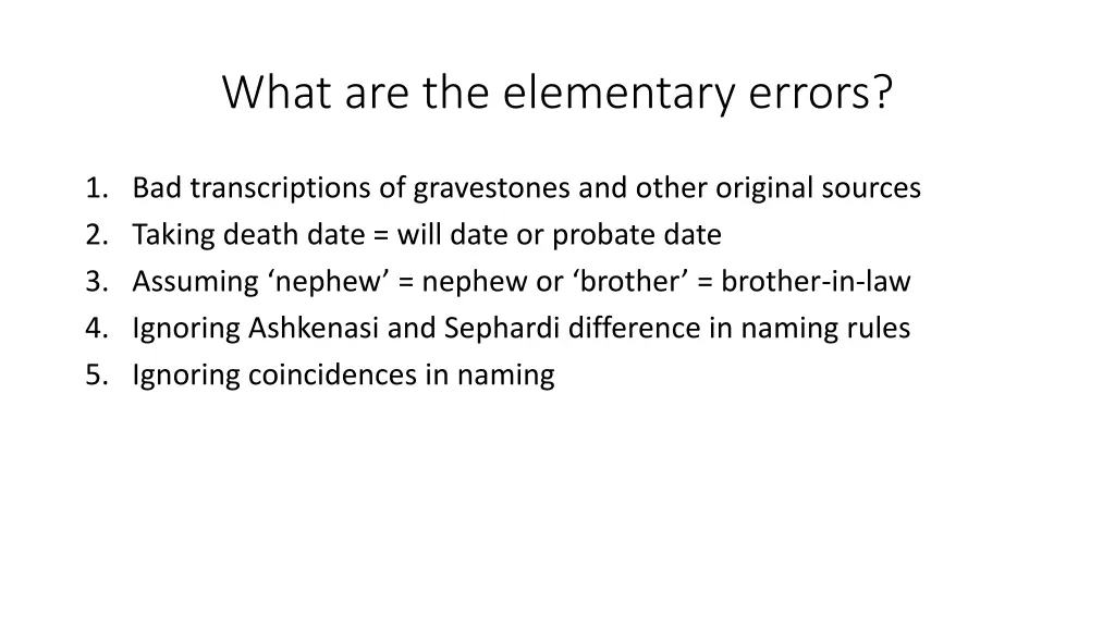 what are the elementary errors