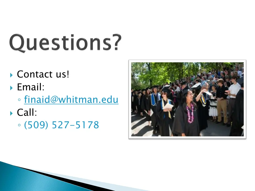 contact us email finaid@whitman edu call