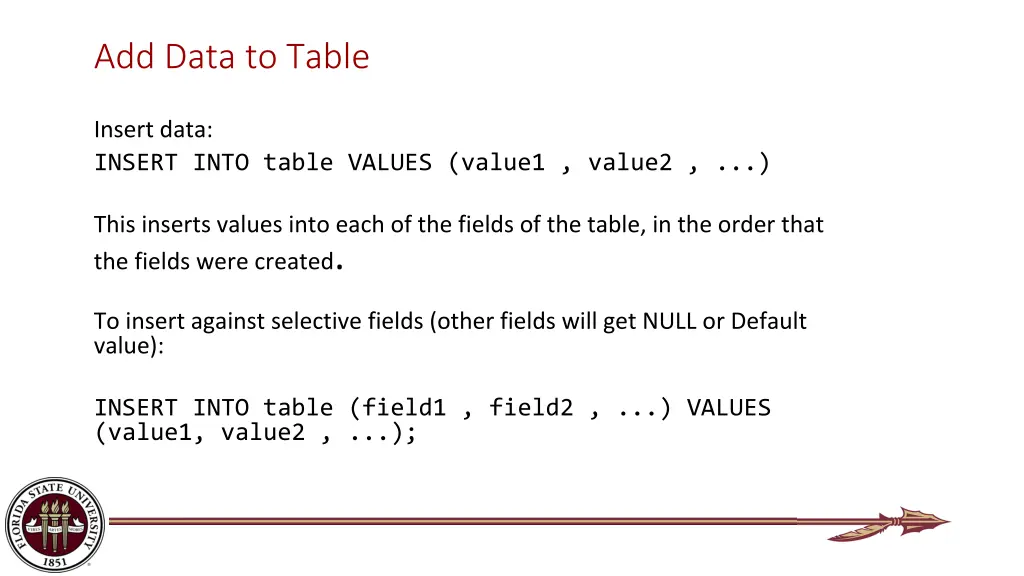 add data to table