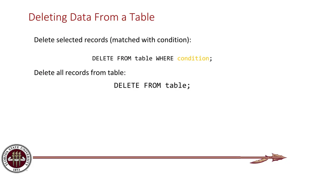 deleting data from a table