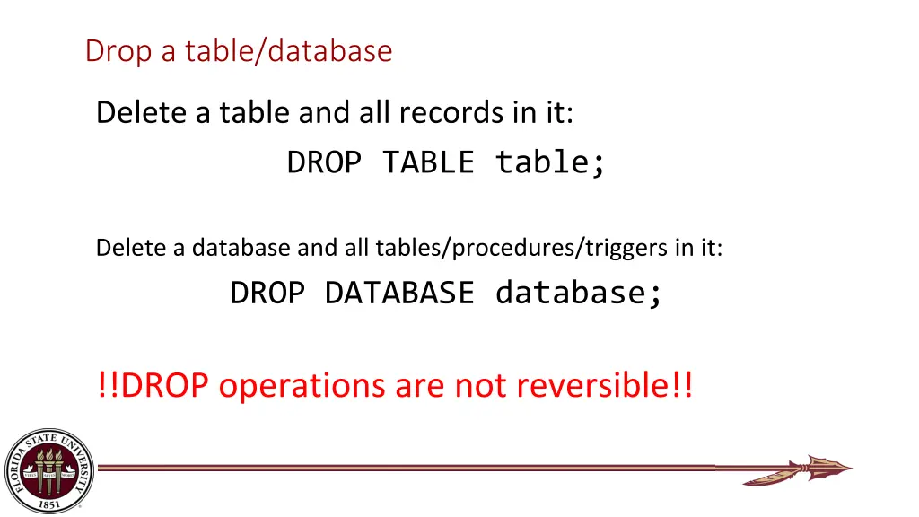 drop a table database