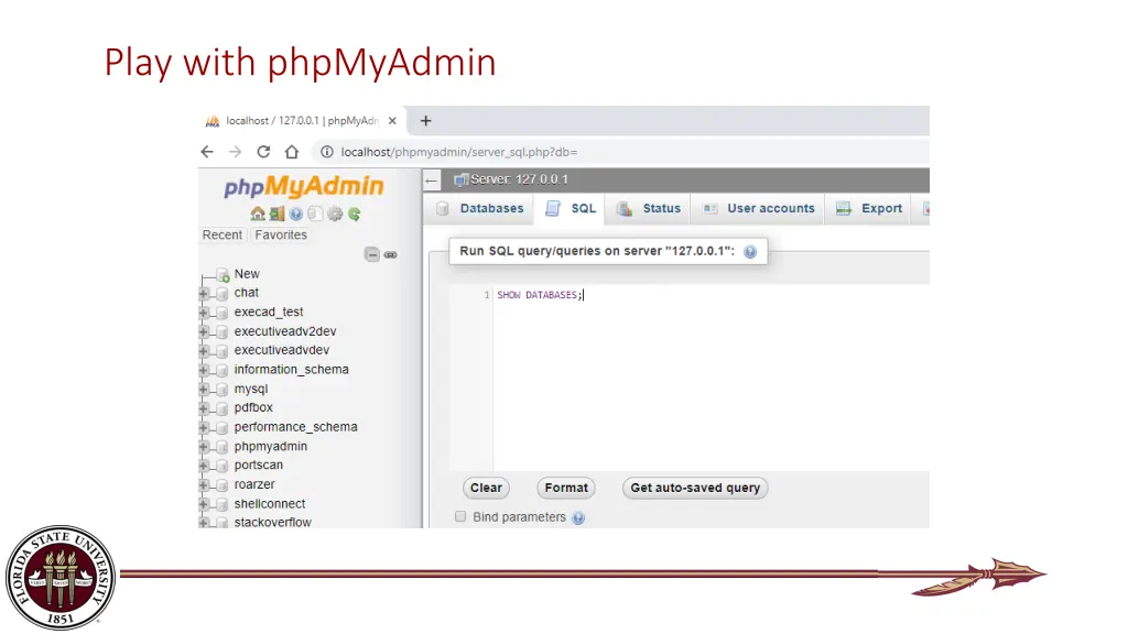 play with phpmyadmin