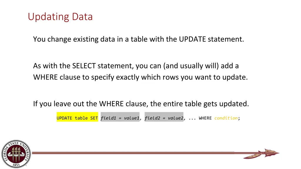 updating data