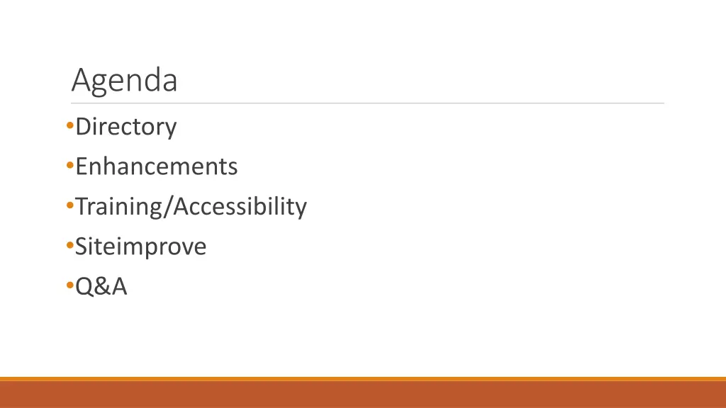 agenda directory enhancements training