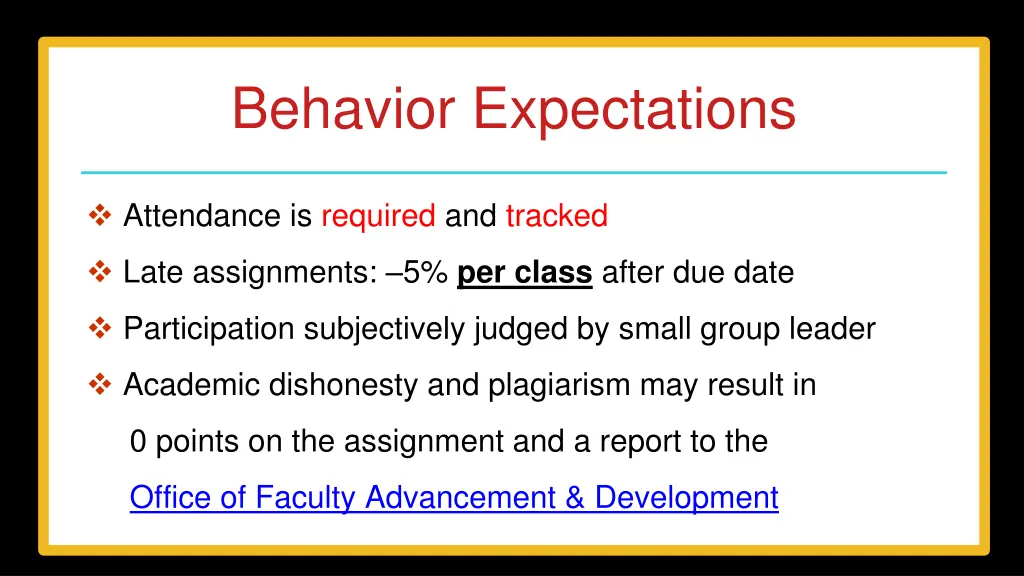 behavior expectations