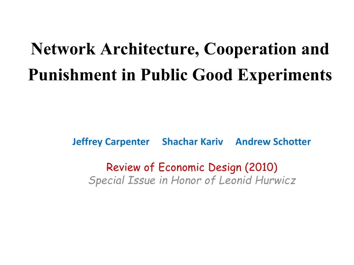 network architecture cooperation and punishment