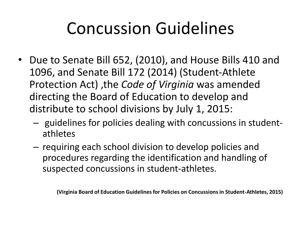 concussion guidelines