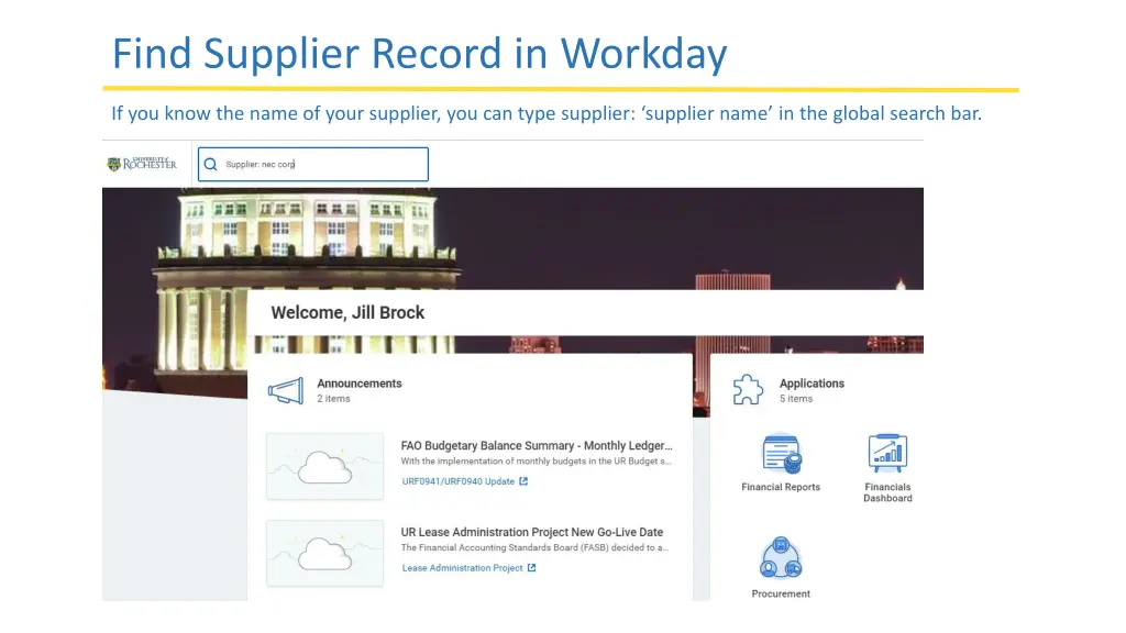 find supplier record in workday