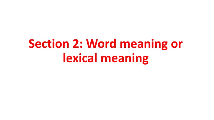 section 2 word meaning or lexical meaning