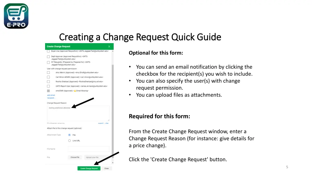creating a change request quick guide creating 2