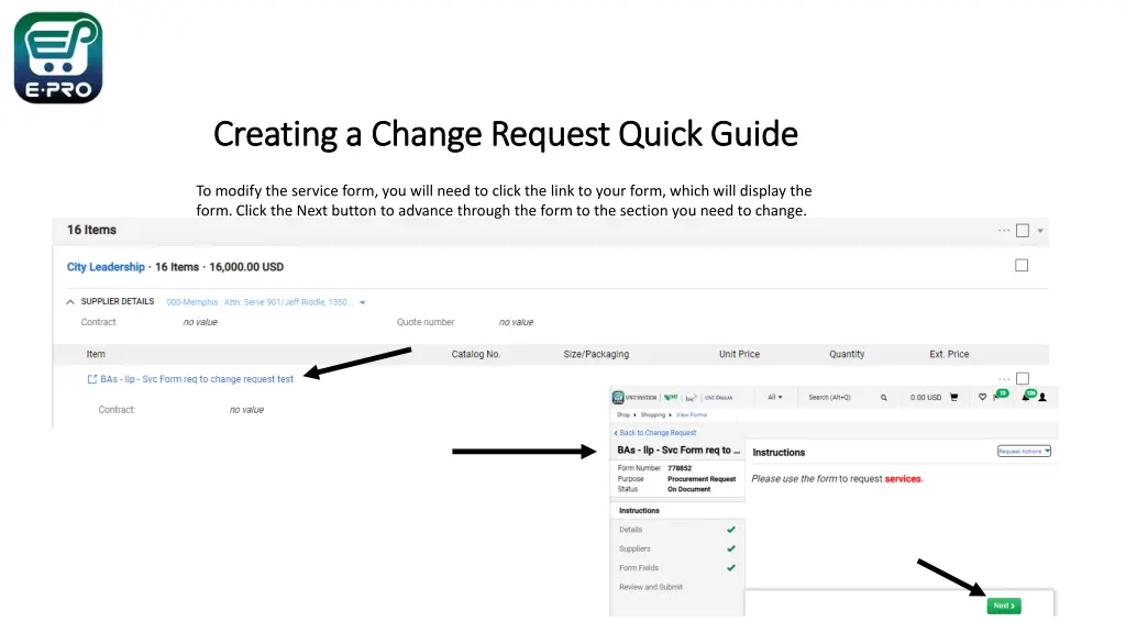 creating a change request quick guide creating 4