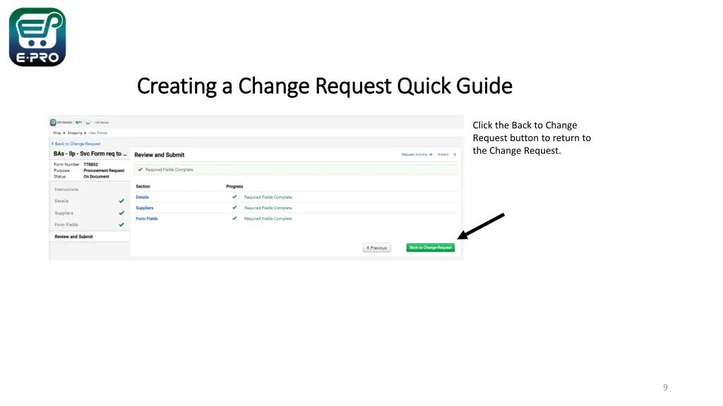 creating a change request quick guide creating 6