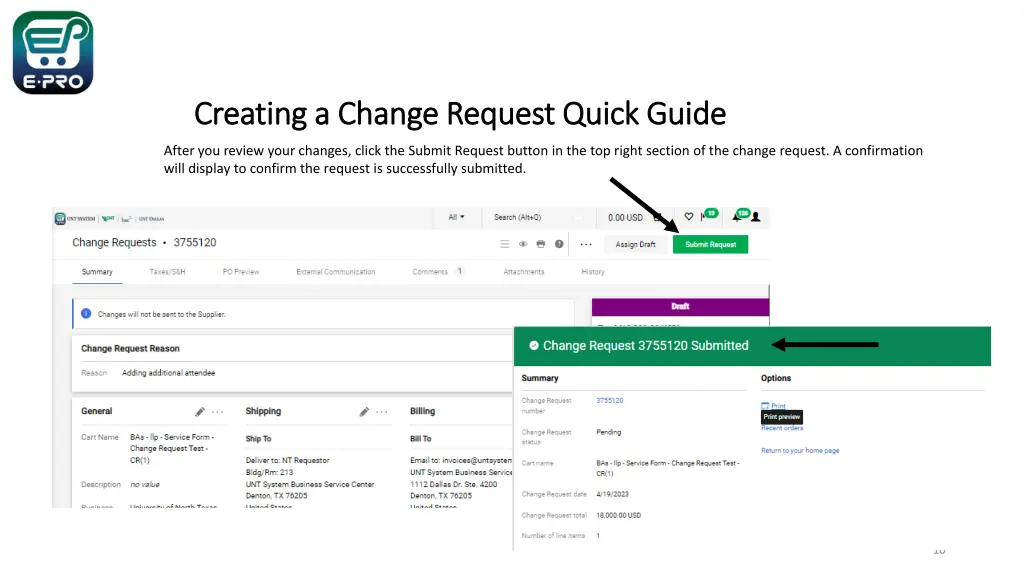 creating a change request quick guide creating 7