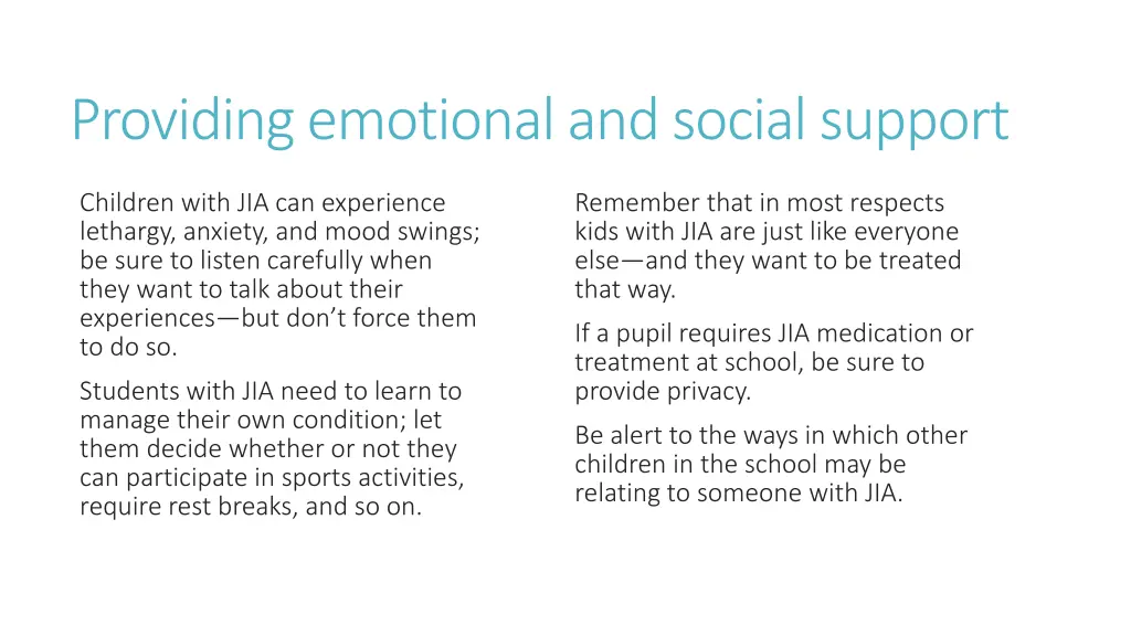 providing emotional and social support