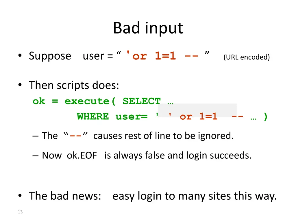 bad input
