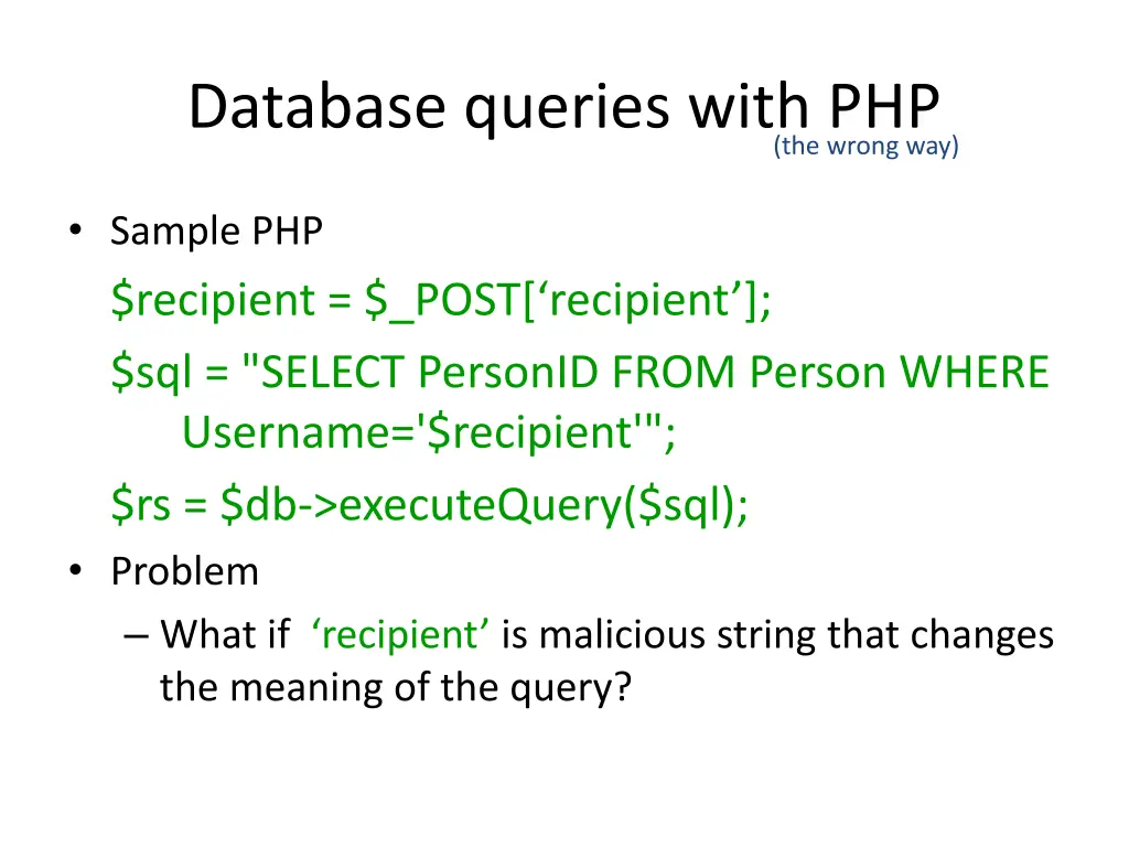 database queries with php
