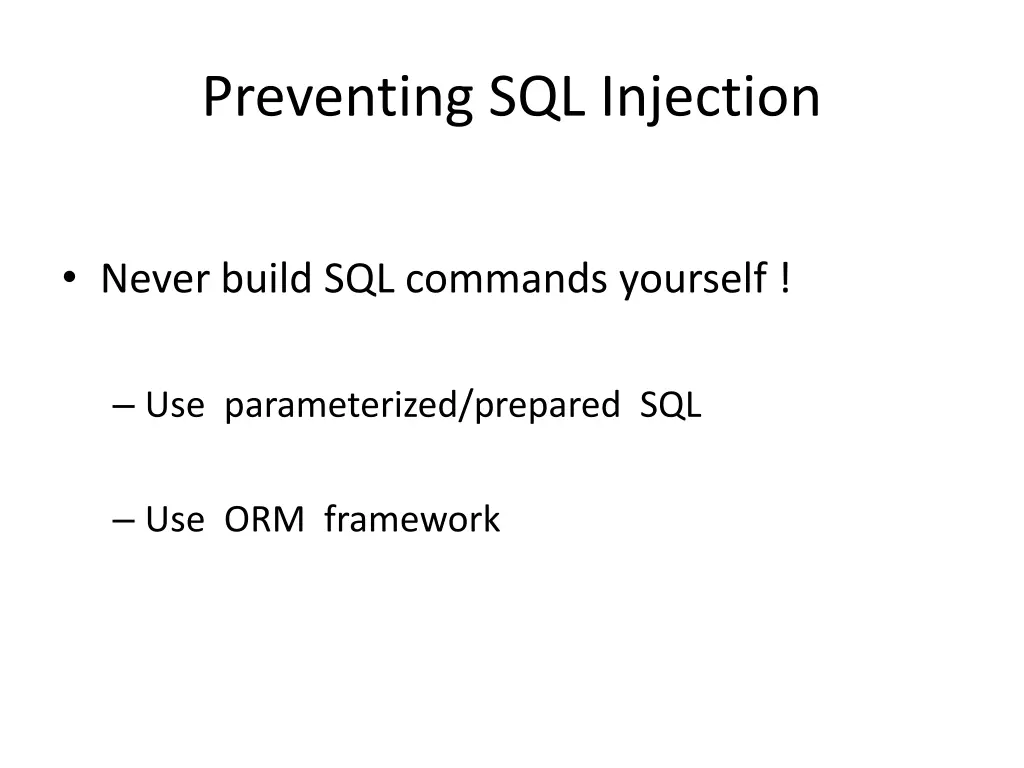 preventing sql injection