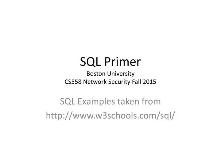 sql primer boston university cs558 network