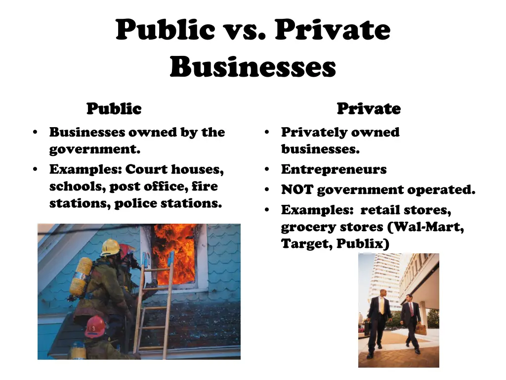 public vs private businesses