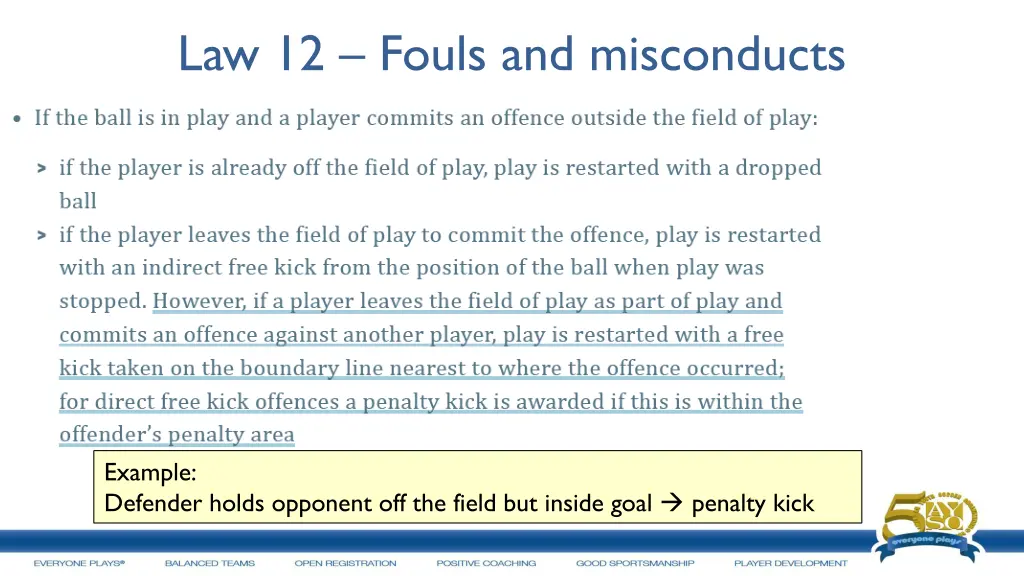 law 12 fouls and misconducts