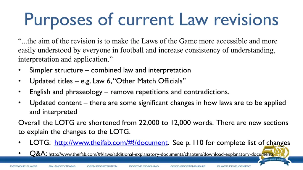 purposes of current law revisions