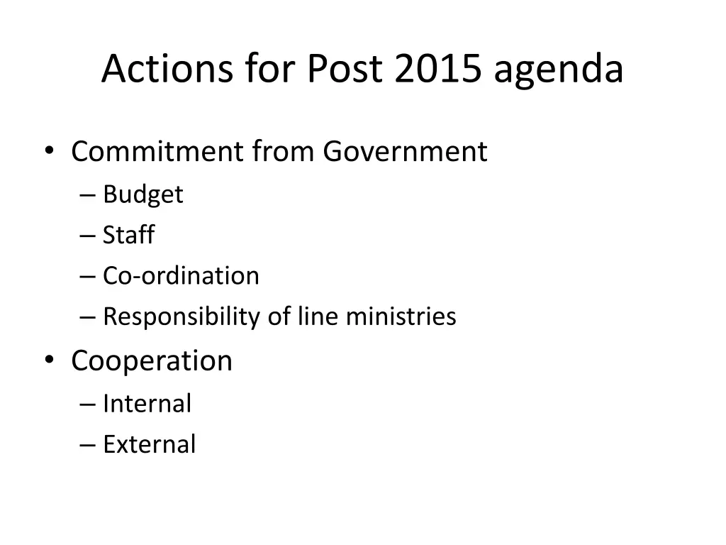 actions for post 2015 agenda 2