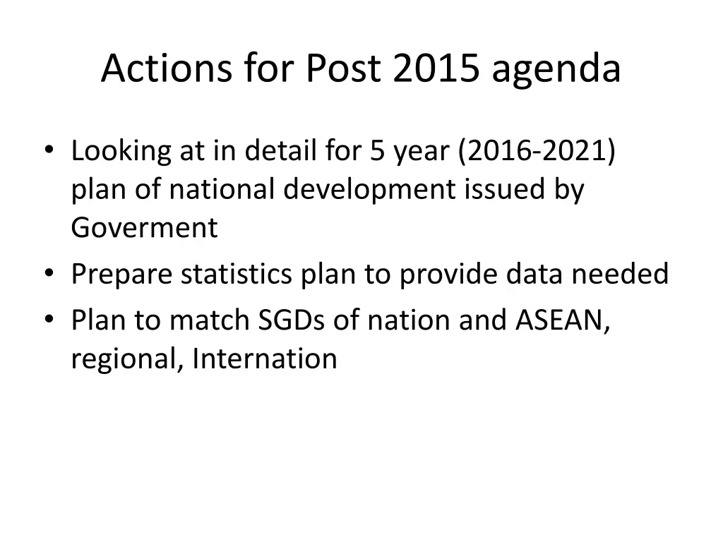 actions for post 2015 agenda
