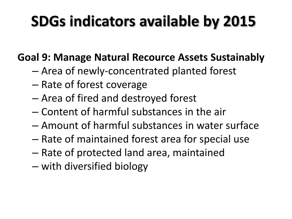sdgs indicators available by 2015 1