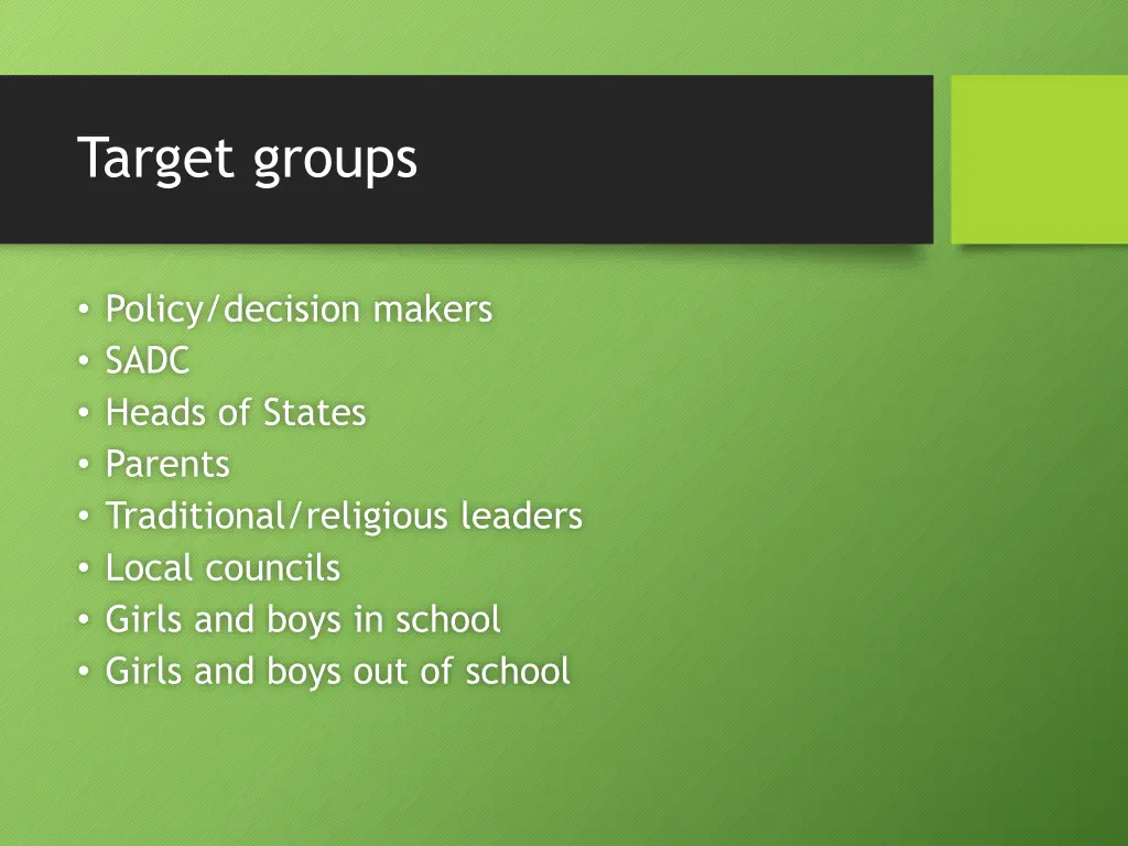 target groups