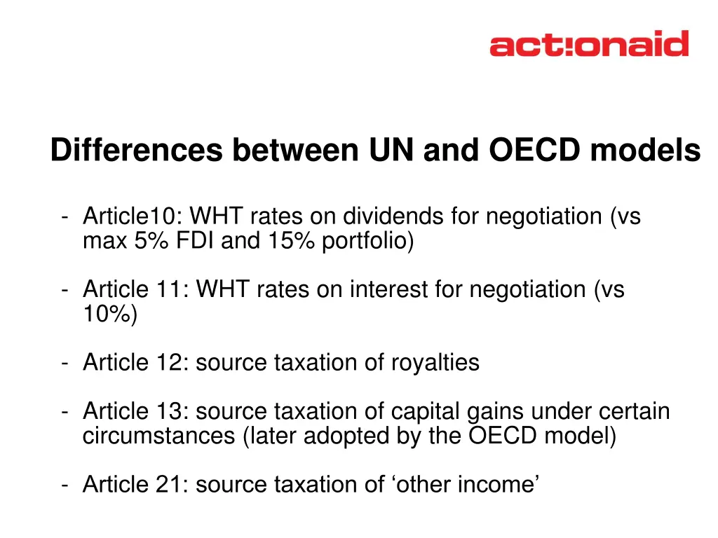 differences between un and oecd models 1